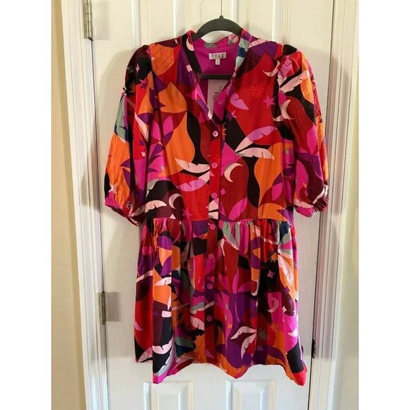 TCEC Colorful Patterned Dress Medium NEW - Picture 2 of 4